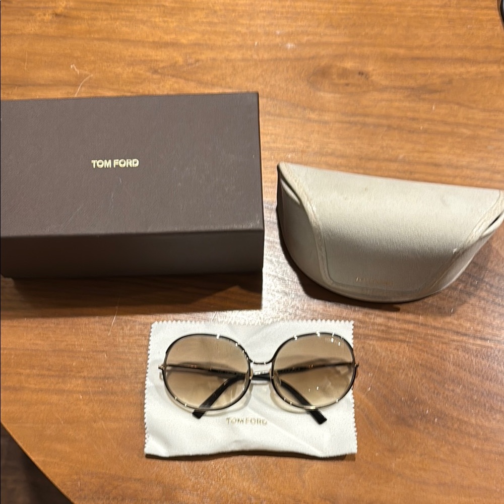 Tom Ford Black Enamel / Gold “Alexandria” Sunglasses